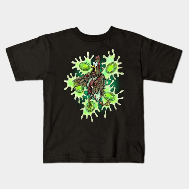 Zombie Chicken Kids T-Shirt by Squatchyink